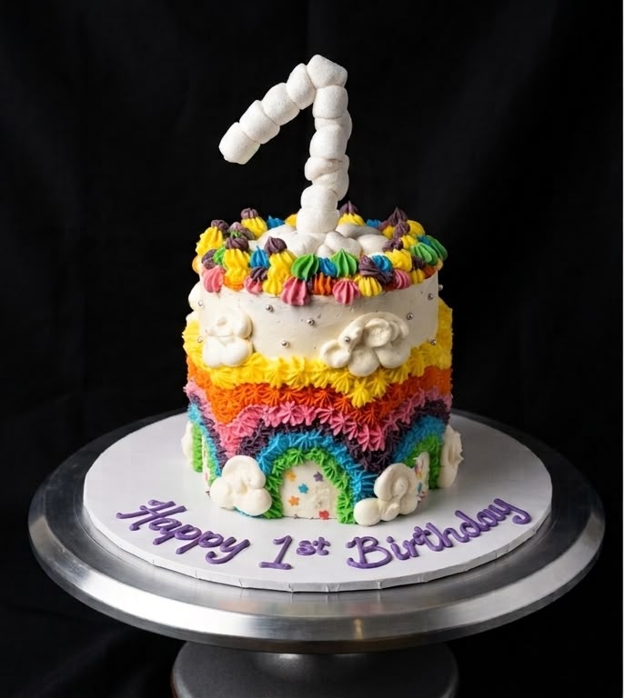 Gâteau arc-en-ciel premier anniversaire